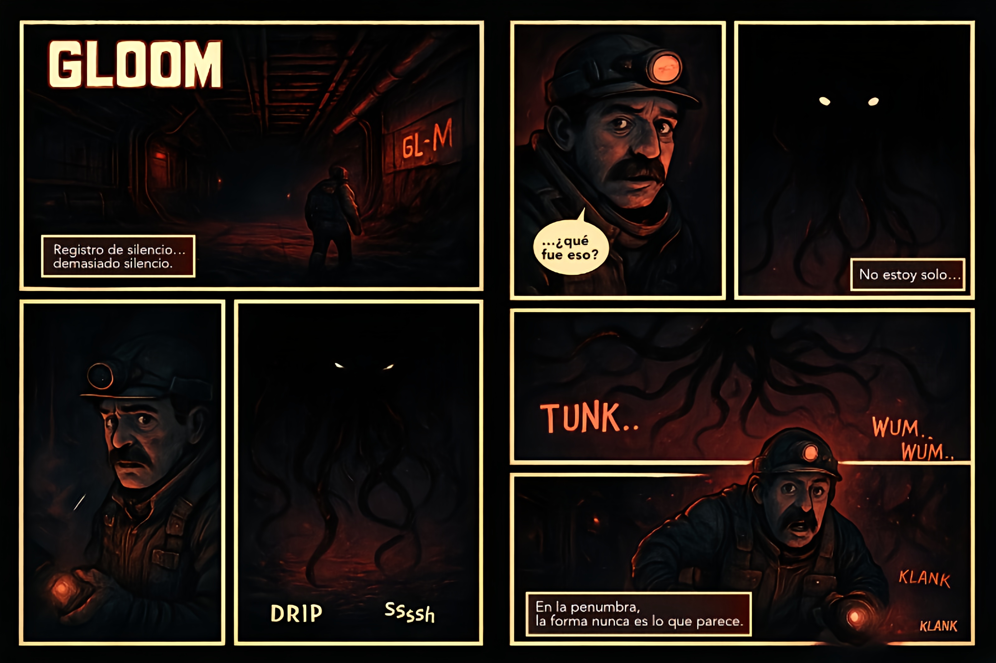 Viñeta de Gloom - Las investigaciones de Manny Thompson, arqueólogo espacial, le conducen hasta una nave varada. No imagina que allí descansa un mal ancestral.