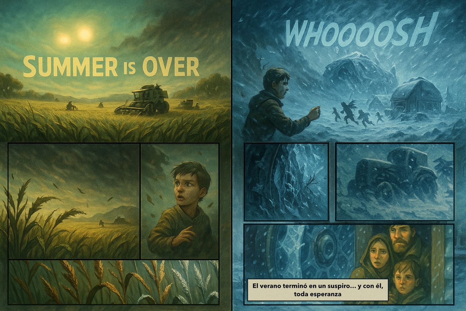 Viñeta de Summer is over - El final abrupto. Nadie esperaba que el verano acabara de una manera tan abrupta. Nadie contaba con tener que huir para salvar la vida. 